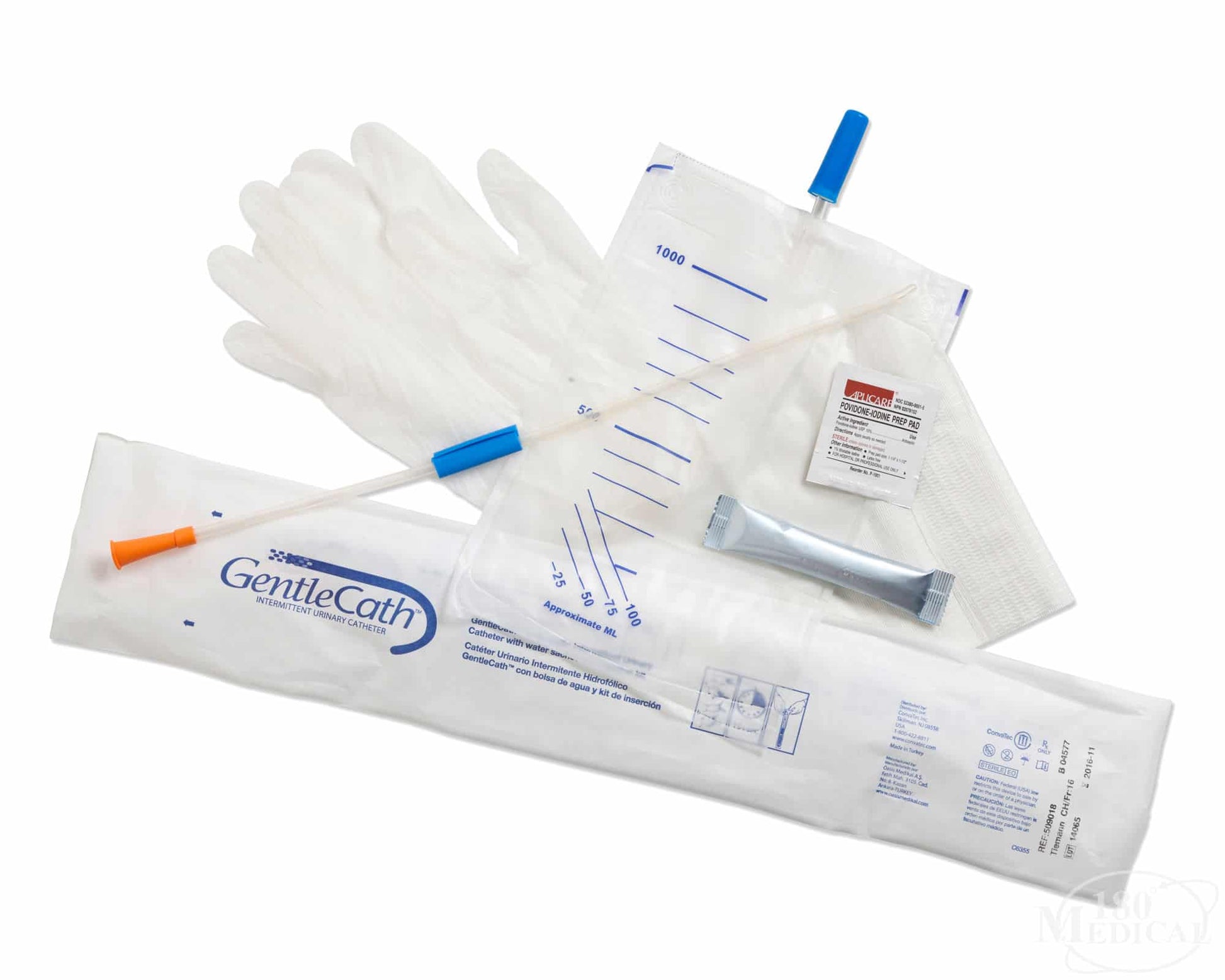 Urinary Catheter with Water Sachet and Kit, Tiemann, 16CH x 15.7", 10/bx (Continental US Only)