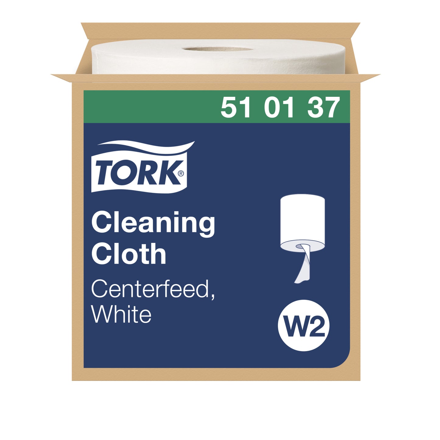 Cleaning Cloth, Centerfeed, White, 1-Ply, Embossed, W1/ W2, 416.67ft, 12.6" x 9.8", 500 sht/rl, 1 rl/cs (112 cs/plt)