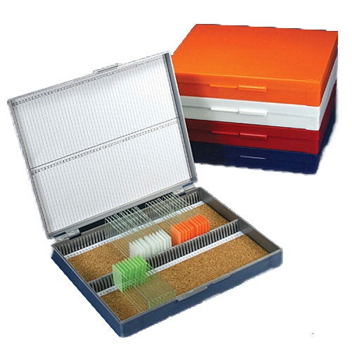 Slide Storage Box, Holds 25 Slides, Cork Lined, Orange 