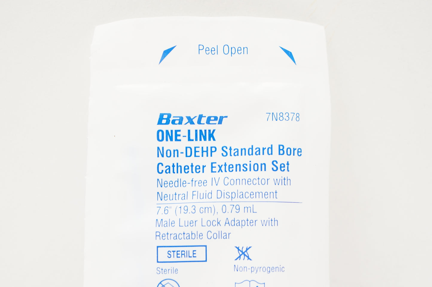One-Link Catheter Extension Set, Straight, Standard Bore, Needle-Free IV Connector with Neutral Fluid Displacement, 0.79 ml, 7.6" Length, Non-Pyrogenic, Non-DEHP, Sterile, 200/cs (Rx) (Continental US Only) (Product Access Restricted. Check with your sales rep to verify eligibility) (Item is still on Manufacturer Allocation - Quanitities May Be Limited when Available)
