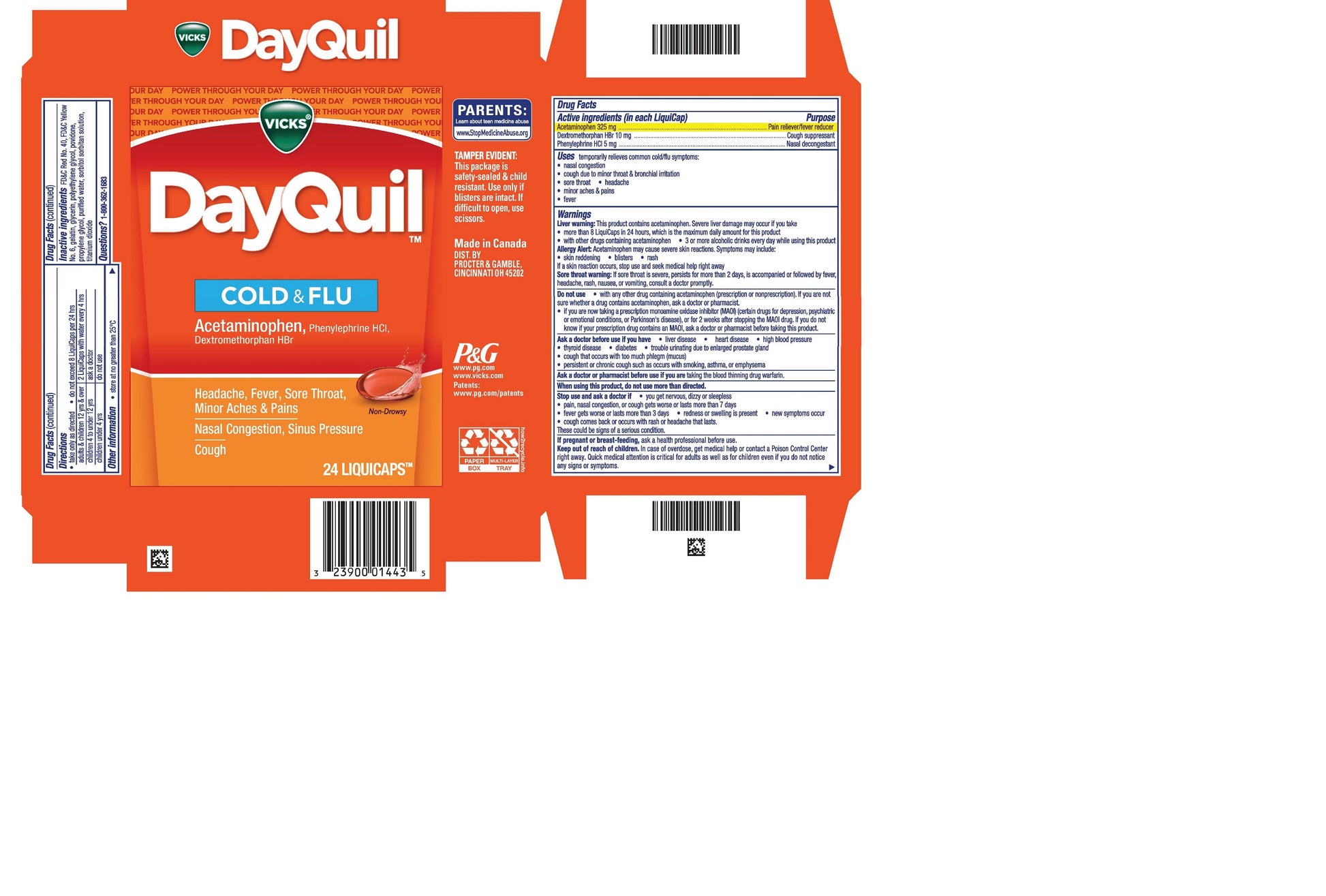 Vicks DayQuil LiquiCaps, Multi-Symptom Respiratory, 24/pk, 24 pk/cs