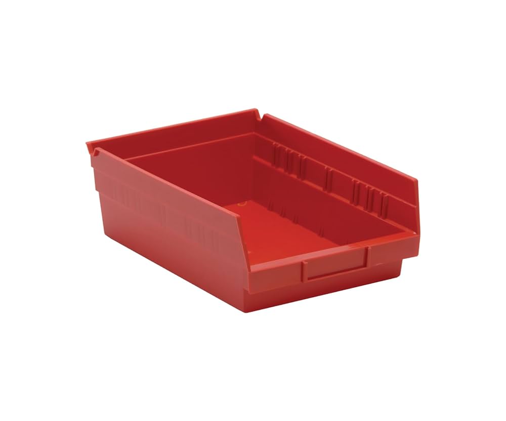 Shelf Bin, 11 5/8" x 8 3/8" x 4", Red, 20/ctn (DROP SHIP ONLY)