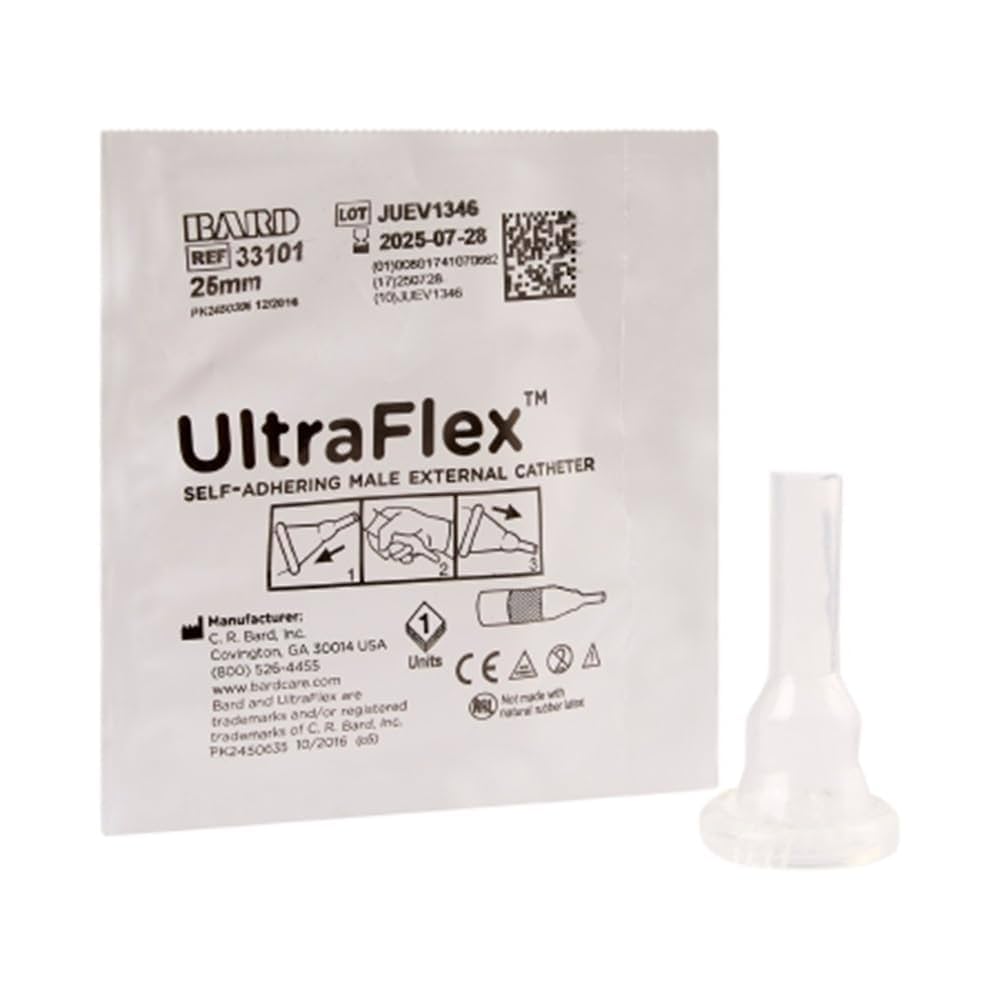 Male External Catheter, UltraFlex, 25mm, Small, Silicone, Self-Adhesive, 100/cs (US Only)