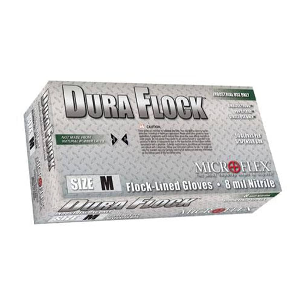 Flock-Lined Industrial Grade Nitrile Gloves, Large, 50/bx; 10 bx/cs (US Only)
