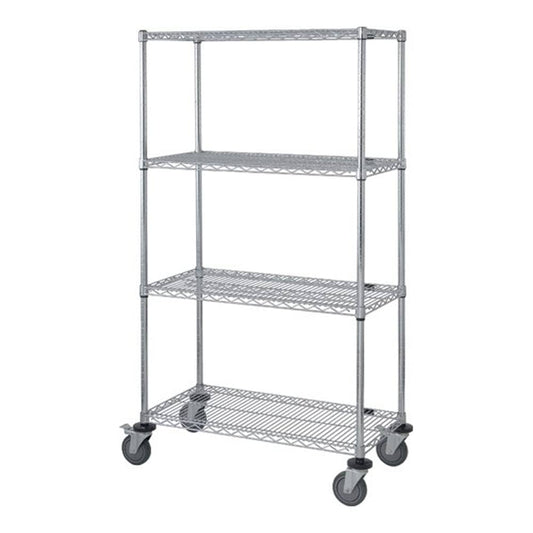 Cart, 24"W x 36"L x 69"H, 63"H Post, 5" Stem Caster Unit, Chrome (DROP SHIP ONLY)