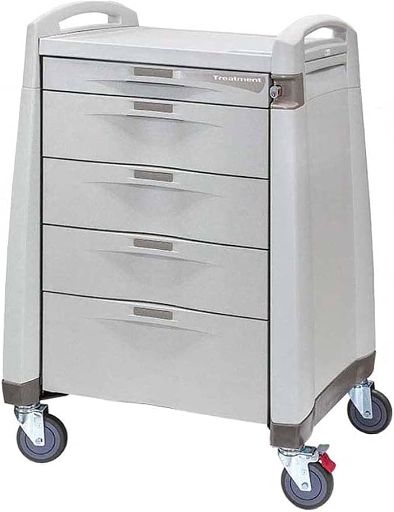 Compact Cart, 36" H x  24" D x 31" W, Light Creme/ Yellow, Core Lock, (3) 3" Drawers,  (1) 6" Drawer and (1) 10" Drawer (DROP SHIP ONLY)