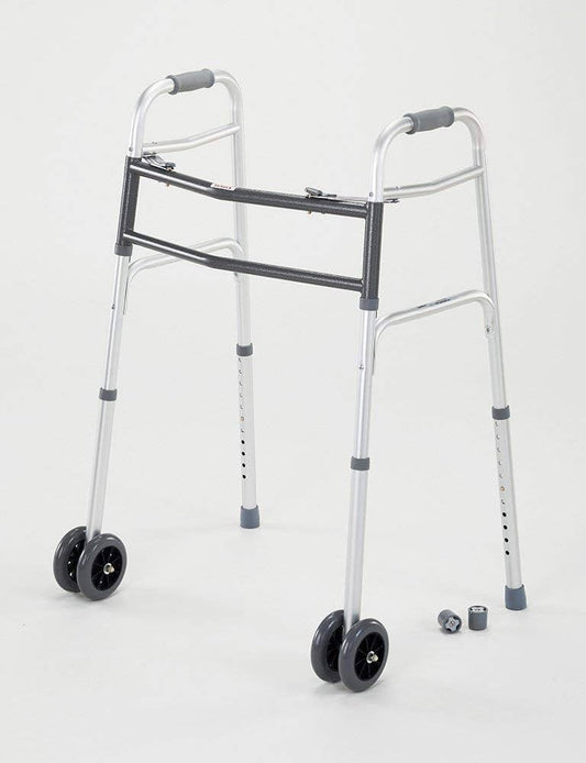 Aluminum Walker, Heavy Duty, Dual Release Folding, 5" Dual Front Wheels, Bariatric, 33"-43", 500 lb, 2/cs (Continental US Only)