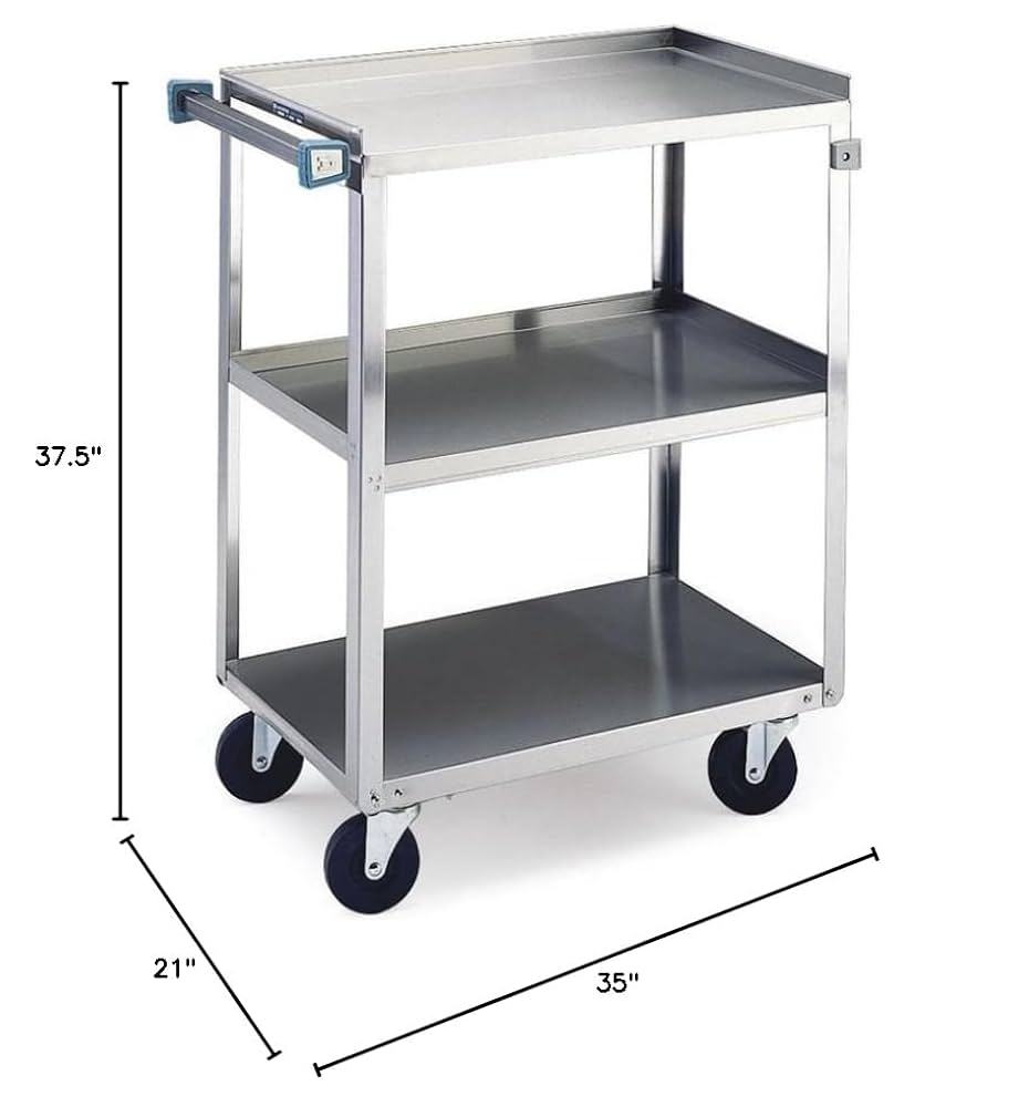 Medium Duty Cart, 3 Shelves, 22 3/8"W x 39_"L x 37_"H, 500 lb Capacity, 5" Swivel Casters, 21" x 35" Shelf, 13 1/8" Clearance (DROP SHIP ONLY)