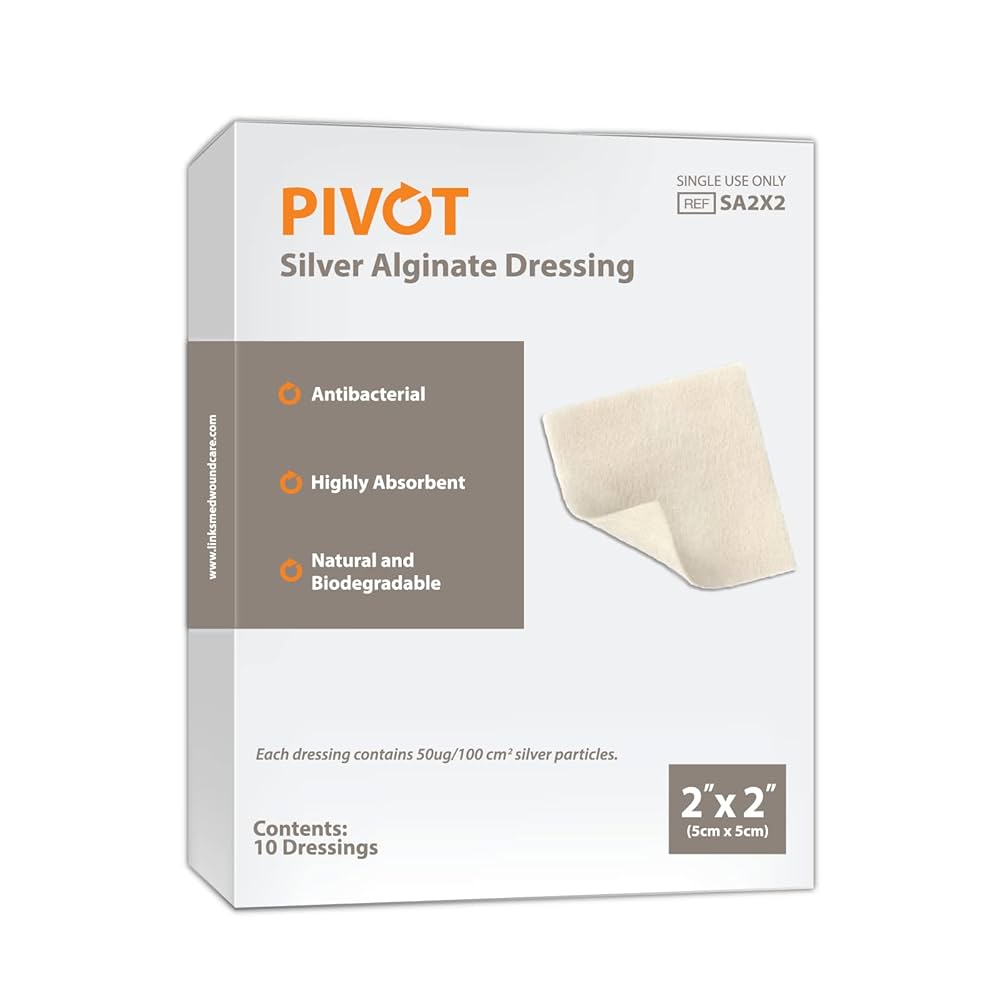 Silver Alginate Dressing, 2" x 2", 10/ctn