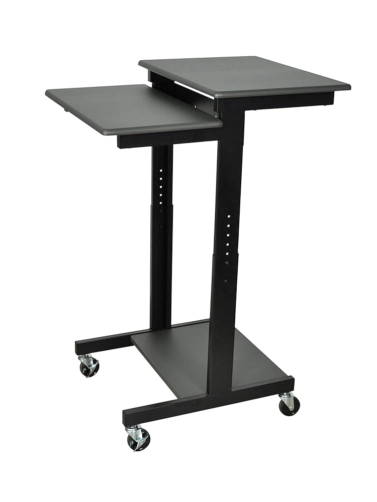 Presentation Workstation, Adjustable-Height, Steel Frame with Black Powder Coat Finish, 24"W x 31"D x 39"-45"H, Assembly Required (DROP SHIP ONLY)