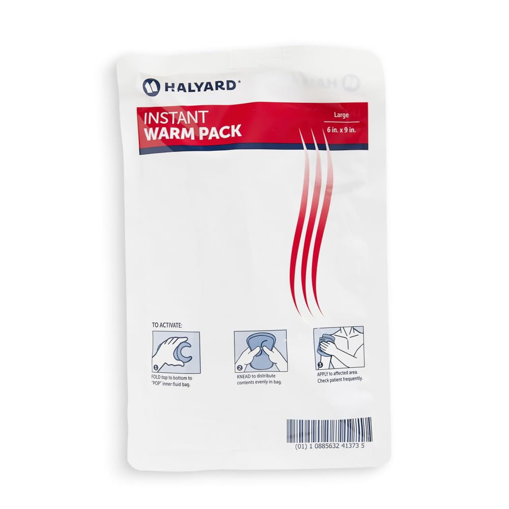 Halyard Instant Warm Pack, Sodium Acetate, Large, 6" x 9", Single Patient Use, 24 ea/cs