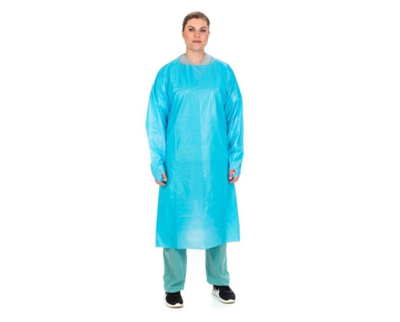 Isolation Gown, Platic Film, Over-the-Head, Half-Back, Thumbhooks, Blue, X-Large, 15/bx, 5 bx/cs (Continental US Only) (On Vendor Allocation - Availibility May Be Limited)
