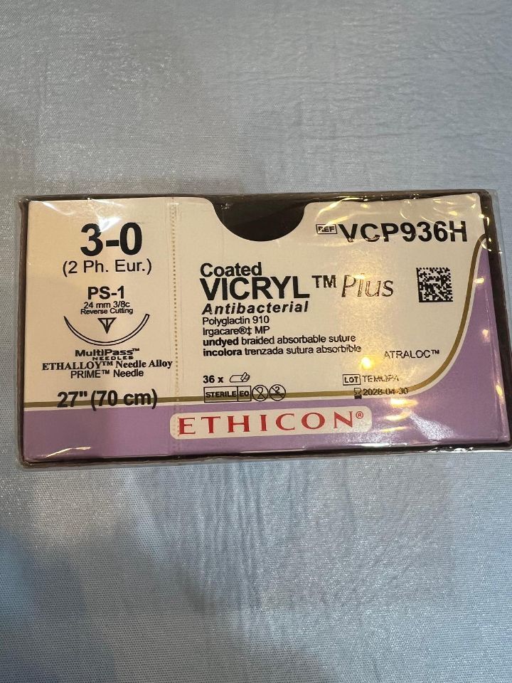 Suture, Precision Point Reverse Cutting, Size 3-0, 27", Undyed Braided, Needle PS-3, 3/8 Circle, 3 dz/bx (Continental US Only)
