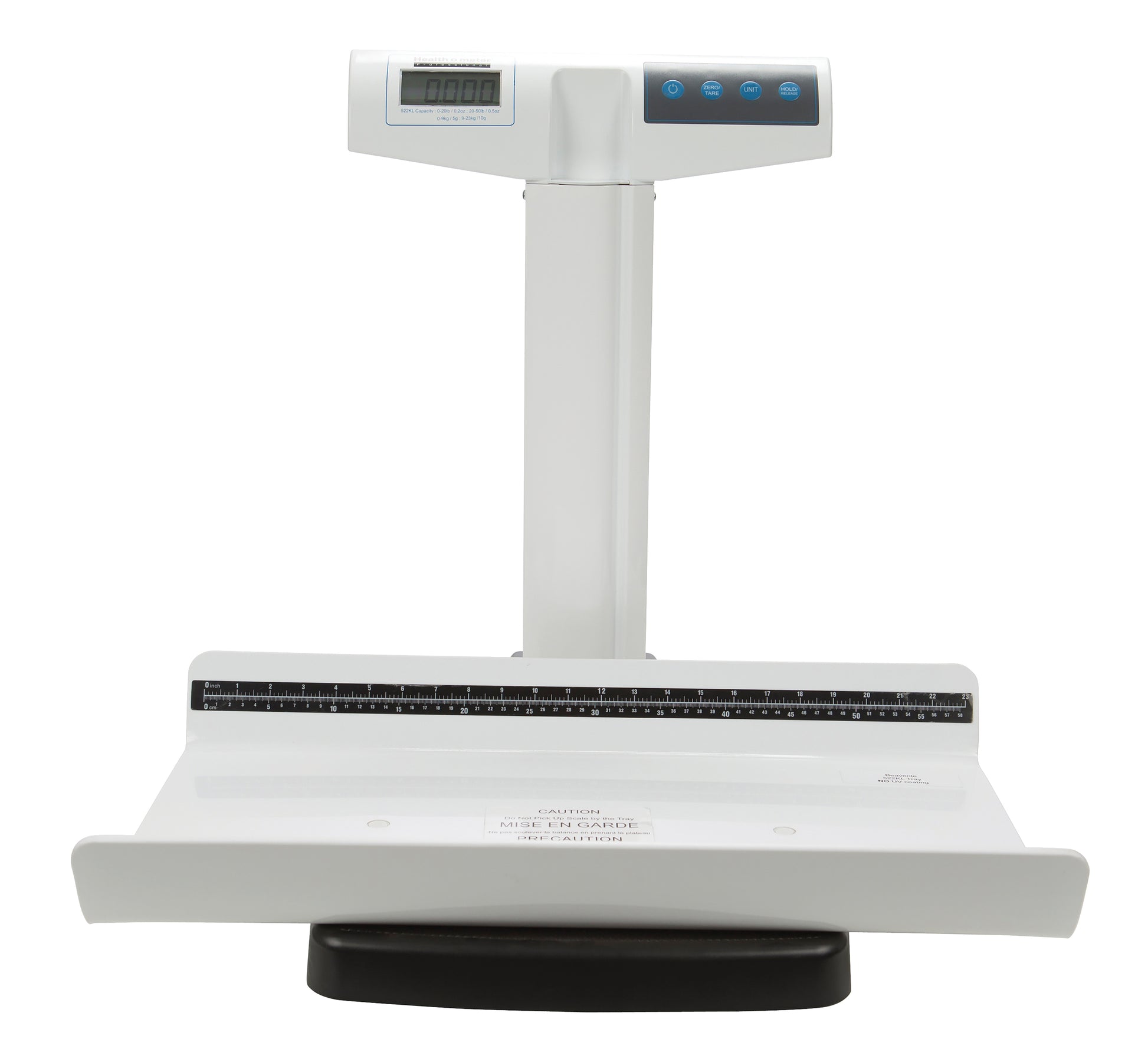 Digital Pediatric Tray Scale with Mechanical Height Rod, KL/KG, Optional Pelstar Wireless Technology, Variable Auto-Off Time, Audible/Mute Sound Option, Enabling Unit View with UOM Locked, Auto-Weight Holdf or 30 to 60 sec, Auto Zerio on Power Up, Everlock, Reweigh, Pre-Tare, Recall (DROP SHIP ONLY)