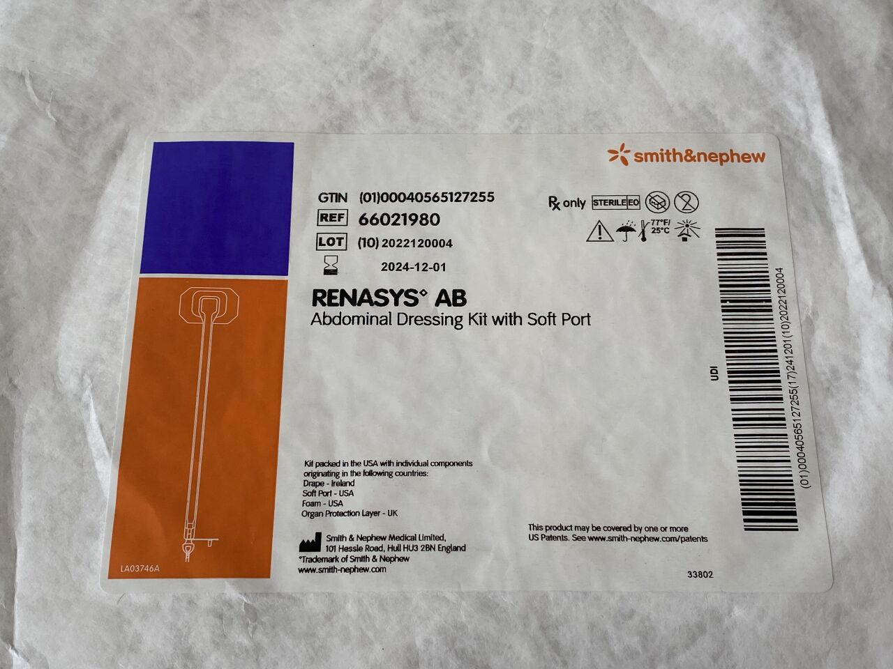 RENASYS Abdominal Dressing kit, with Softport, XL, 5 bx/cs (US Only)