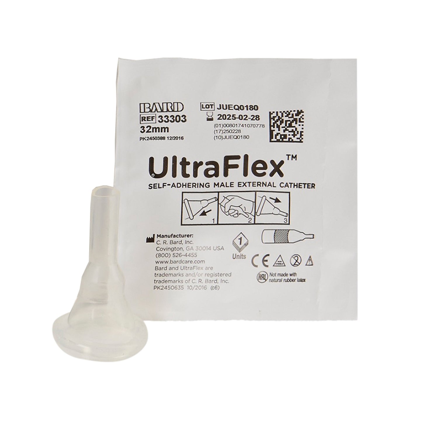 Male External Catheter, Self-Adhering, UltraFlex, Intermediate, 32mm, 30/bx (US Only)