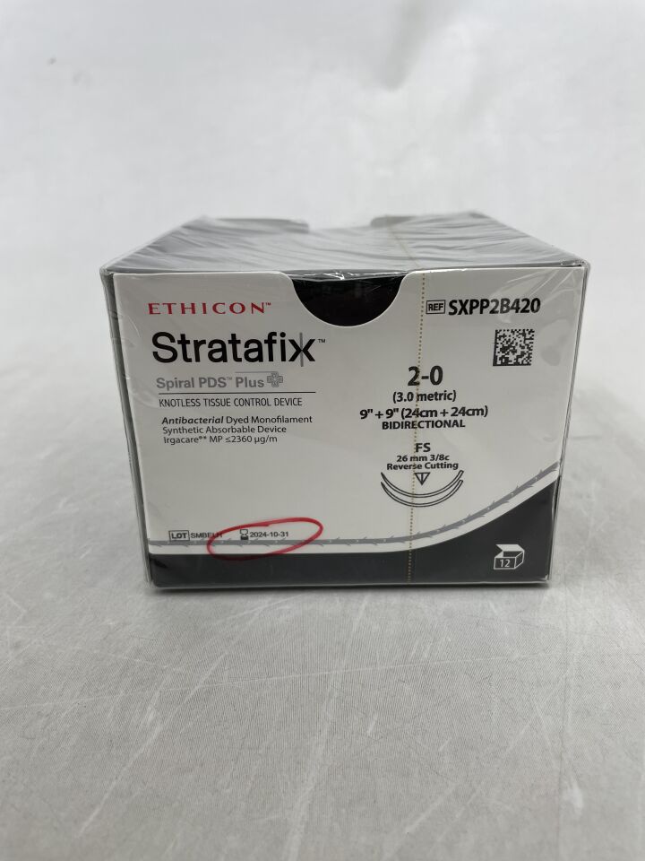 STRATAFIX Spiral PDS Plus Suture, 9" Length, Size 2-0, 26mm, Reverse Cutting, FS, 12/bx (Continental US Only)