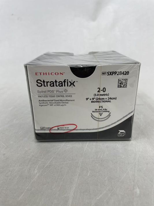 STRATAFIX Spiral PDS Plus Suture, 9" Length, Size 2-0, 26mm, Reverse Cutting, FS, 12/bx (Continental US Only)
