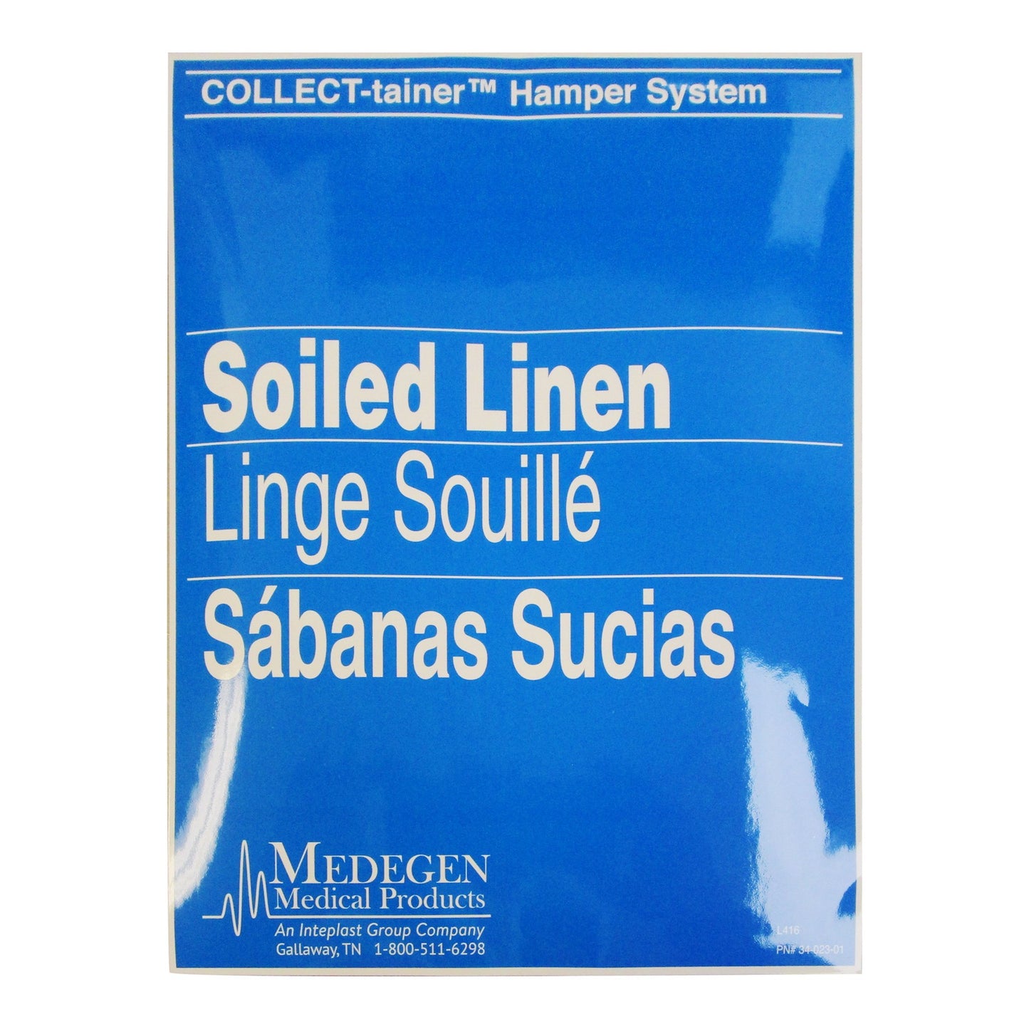 Soiled Linen Label, 12' x 9_", White & Blue