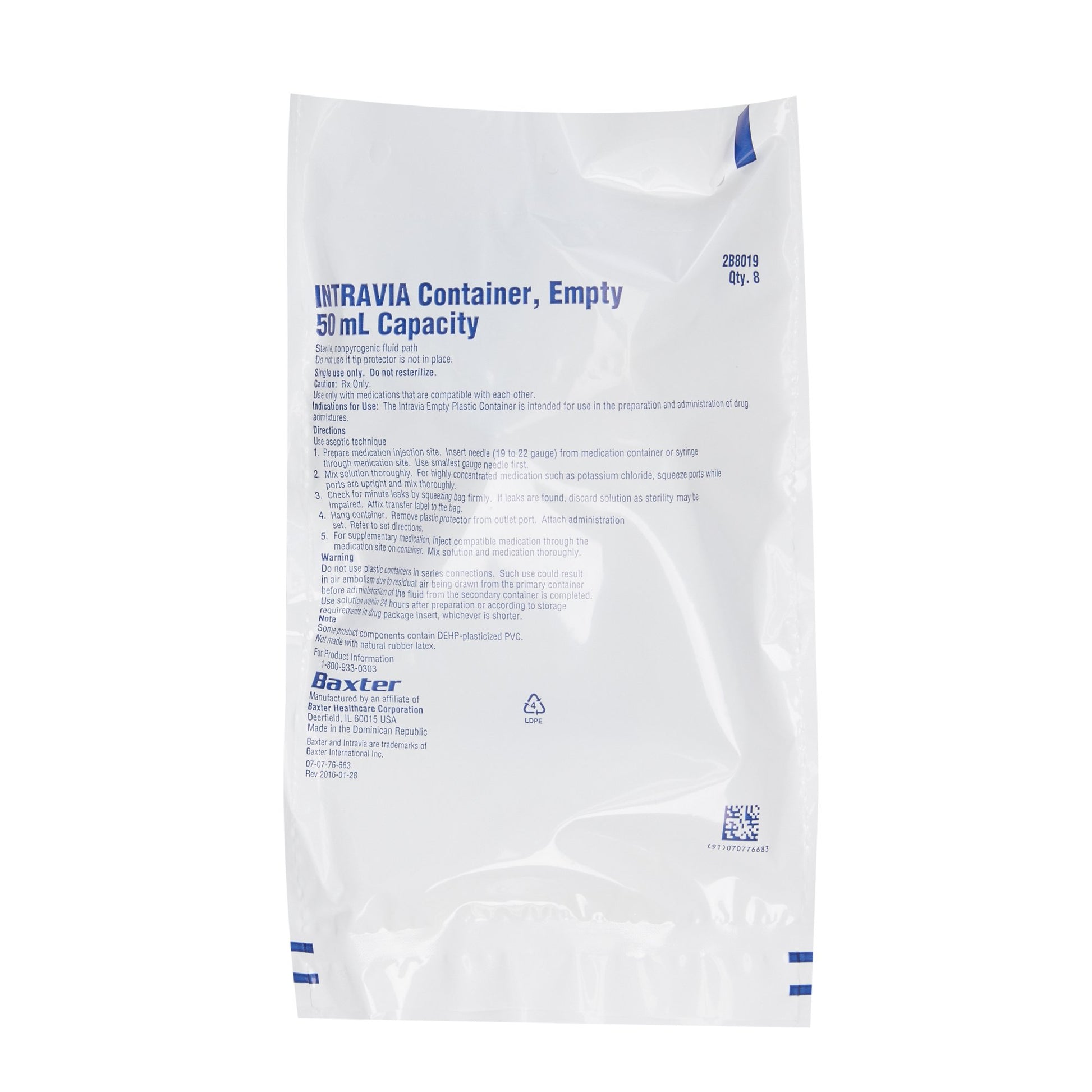 Intravia Container, Empty, 50 ml, Non-Pyrogenic Fluid Path, Sterile, 48/cs (Rx) (Continental US Only) (Product Access Restricted. Check with your sales rep to verify eligibility)