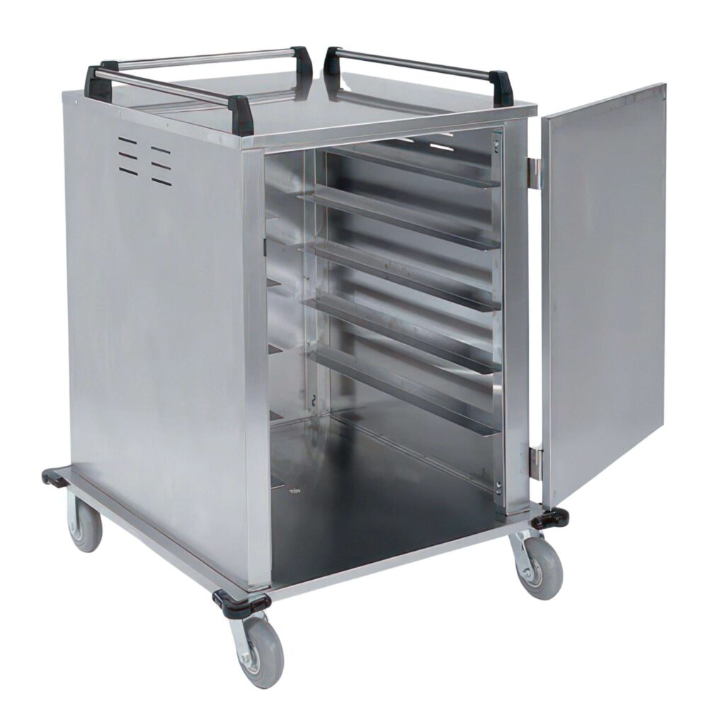 Enclosed Room Service Cart, 12 Tray Capacity, 32_"W x 36_"D x 48_"H, 190 lb Capacity, Stainless Steel