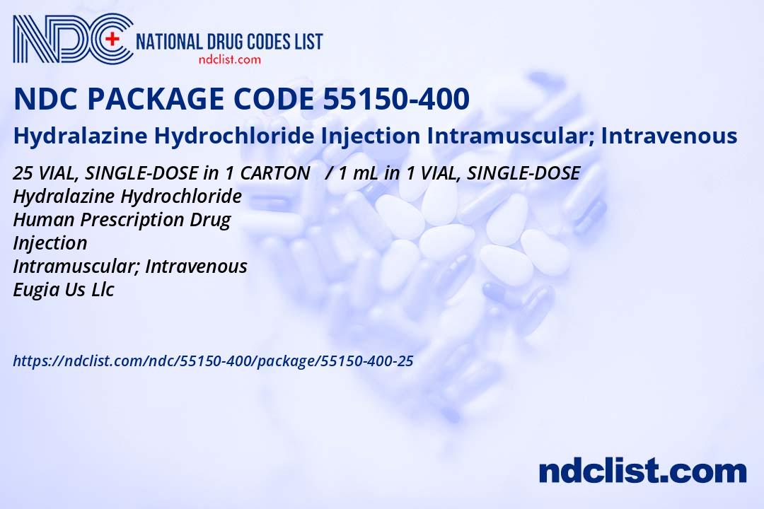 Hydralazine Hydrochloride Injection, USP, 20 mg/ml, 2 ml, SDV, 25/bx (Rx) (US Only, Excluding IN and ND) (Product is Non-Returnable)