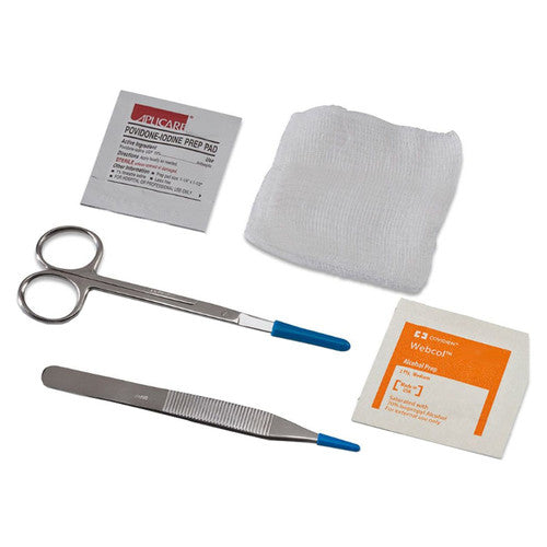 Suture Removal Tray, Includes: (1) 5 1/2" Operating Scissors, Straight, Sharp/Sharp, (1) 5 1/2" Thumb Forceps, Serrated, 50/cs (Continental US Only)