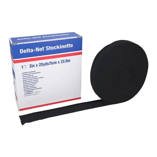 Delta-Net Stockinette, Synthetic, 2" x 25yd, Black, Non-Sterile, 2/cs (Continental US Only)