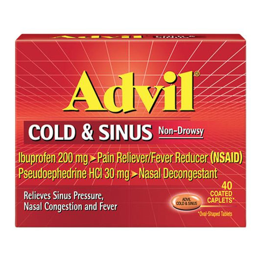 Advil Cold/Sinus Caplets, 200mg/30mg, 40/pk, 36 pk/cs (Available for sale in US only) (Products cannot be sold on Amazon.com or any other third Party sites.) (Item is Non-Returnable)
