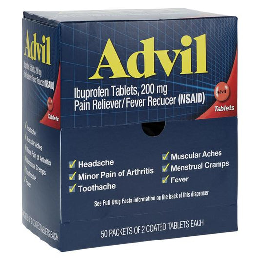 Advil Tablets, 200mg, 2/Pk, 50 Pks/bx, 24 bx/cs (Available for sale in US only) (Products cannot be sold on Amazon.com or any other third Party sites.) (Item is Non-Returnable)