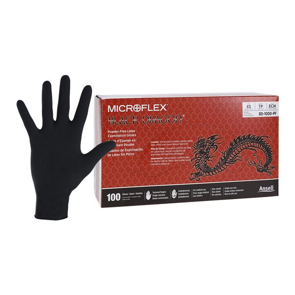 Exam Gloves, PF, Latex, Black, X-Small, 100/bx; 20bx/cs (US Only)