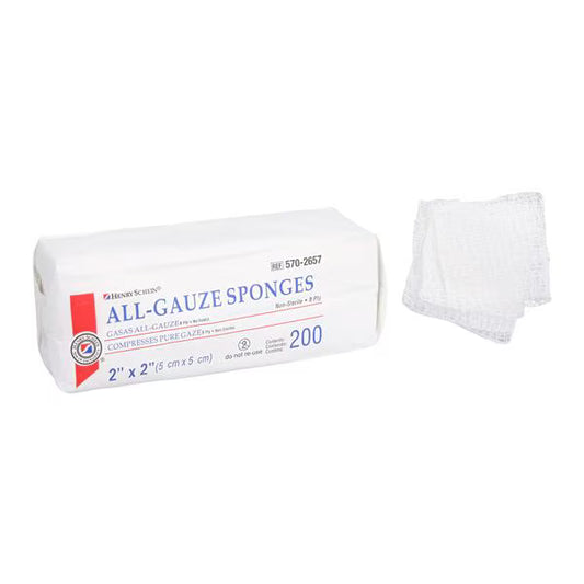 100% Cotton All-Gauze Sponge 2x2" 8 Ply Non-Sterile Square LF, 25 PK/CA(5702657)