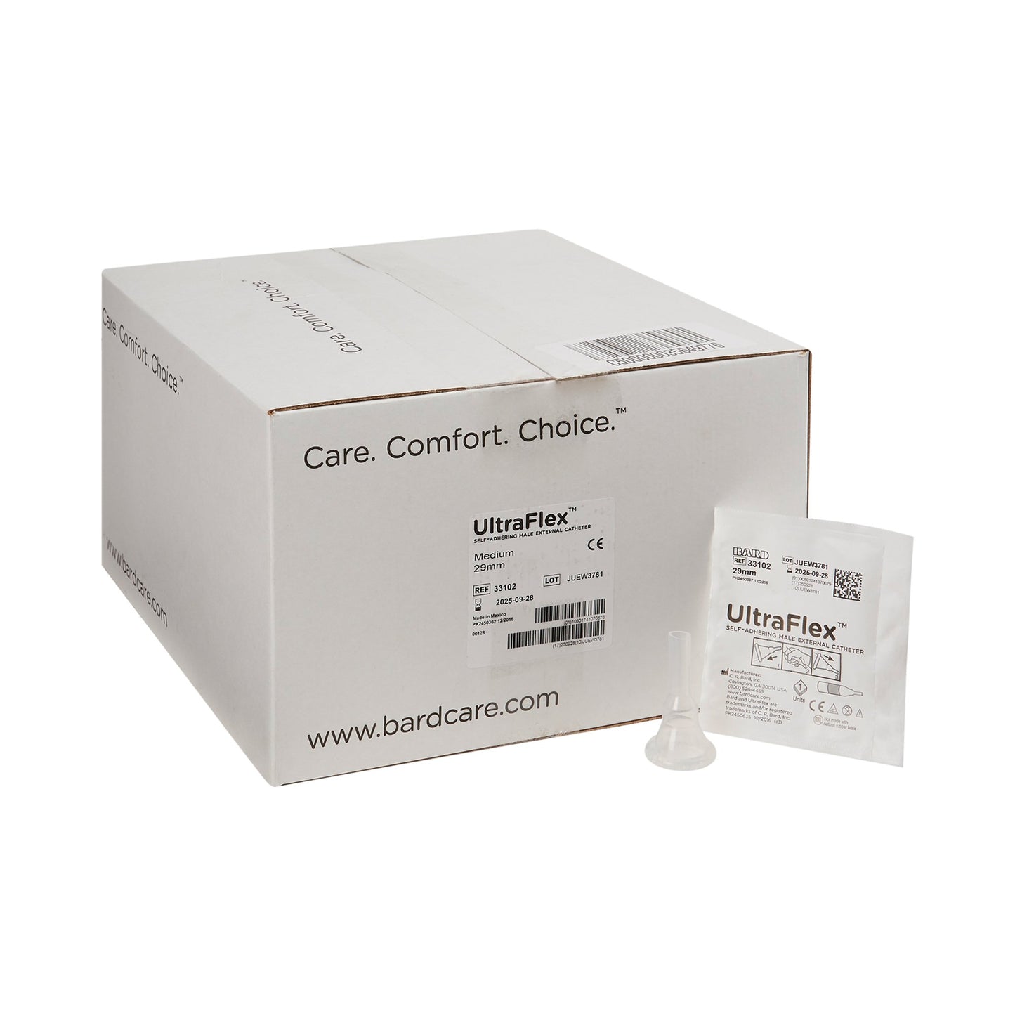 Male External Catheter, UltraFlex, 29mm, Medium, Silicone, Self-Adhesive, 100/cs (US Only)