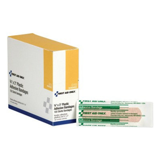 Plastic Bandages, 3/4"x3", 100/bx (DROP SHIP ONLY - $150 Minimum Order)