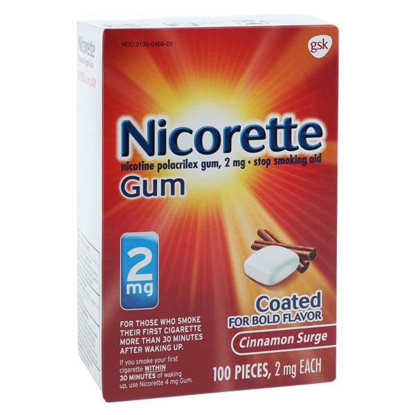Nicorette Smoking Sensation Gum, Cinnamon, 2mg, 100 pieces/pk, 12 pks/cs