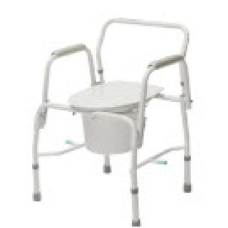 Patient Commode with Lid, Drop Arm, Steel Powder Coat, 10 Qt Bucket, 19-23.5", 300 lb Weight Capacity, 2/cs (Continental US Only)