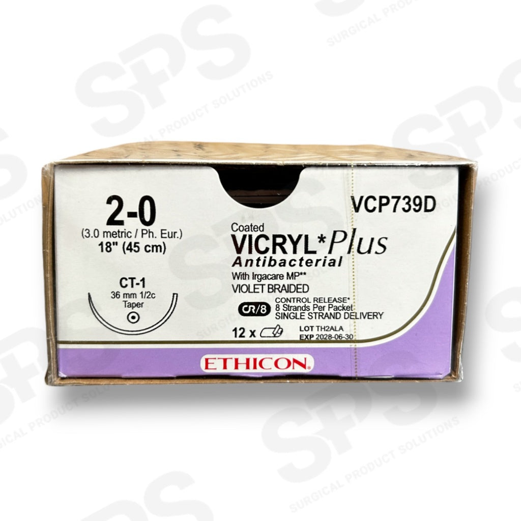 Suture, Taper Point, Size 2-0, 8-18", Violet Braided, Needle CT-1, _ Circle, 1 dz/bx (Continental US Only)
