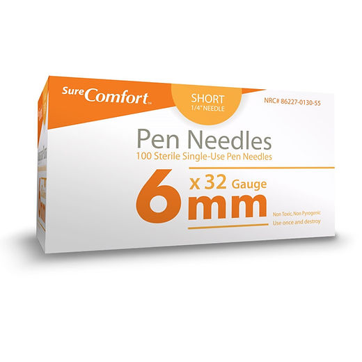 Pen Needles, 32Gx6mm (1/4") , 100/bx 12bx/cs, 6cs/ct