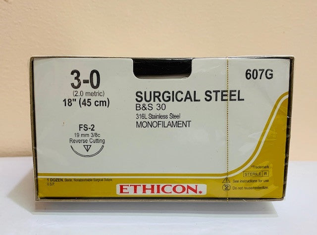 Suture, Reverse Cutting, Size 3-0, 18", Monofilament B&S30, Needle FS-2, 3/8 Circle, 5/16" 5/16" x 1/16" Firm TFE Polymer Pledgets, 1 dz/bx (Continental US Only)