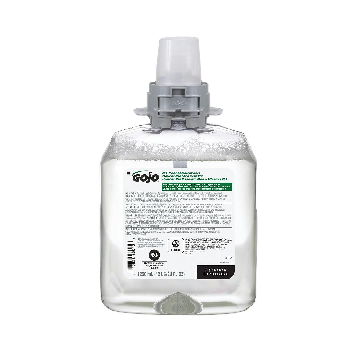 E1 Foam Handwash, Biobased, FMX-12, 1250mL, 4/cs