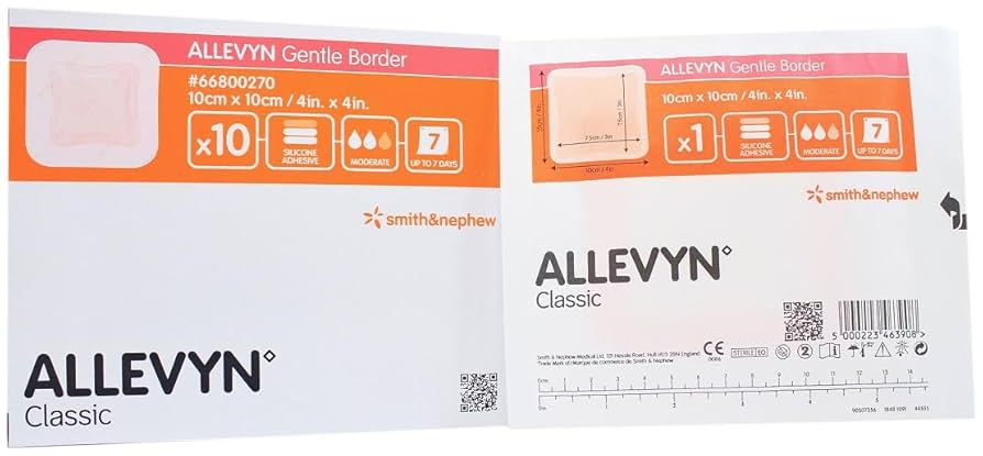 Allevyn Gentle Border Dressing, 4" x 4", 10/bx, 10 bx/cs (US Only)