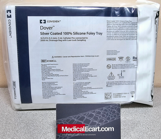Dover Silicone Foley Tray Urinary Catheterization Kit, Silver Coated, Luer Lock, 18FR, 5 ml, 2000 ml, 10/cs (60-Day Dating; Non-Returnable) (Continental US Only)