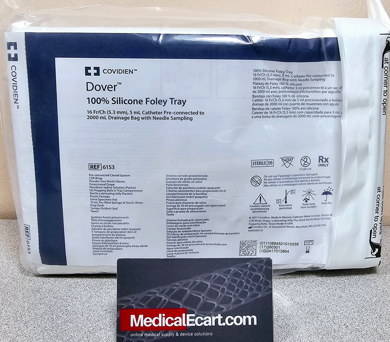 Foley Catheter Tray with #6208 Drain Bag 2000mL, Silicone, 16FR, 5cc Drain Bag, 10/cs (Continental US Only) (Notice  Syringes are temporarily not included due to the Nurse Assist recall.  Please contact your NDC sales rep for questions.)