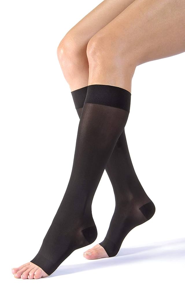 Compression Stocking, Knee High, 15-20 mmHG, Open Toe, Classic Black, X-Large (Continental US Only)
