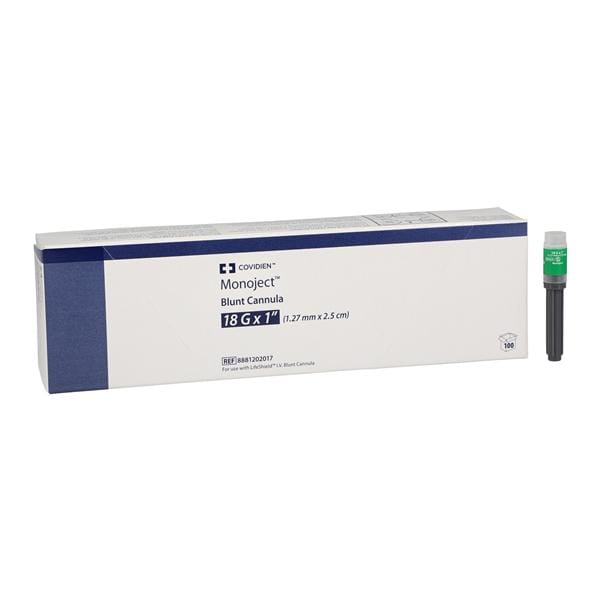 Blunt Cannula, 18G x 1", 100/bx 10bx/cs (Continental US Only)