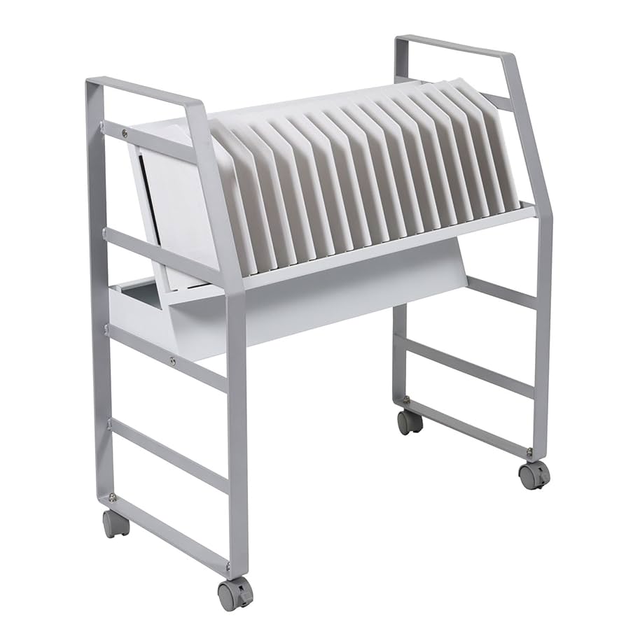 Open Charging Cart, 16-Tablet, Steel Frame, 16-Outlet 125V Power Strip, 10ft Cord, 27"W x 14.75"D x 30"H (DROP SHIP ONLY)
