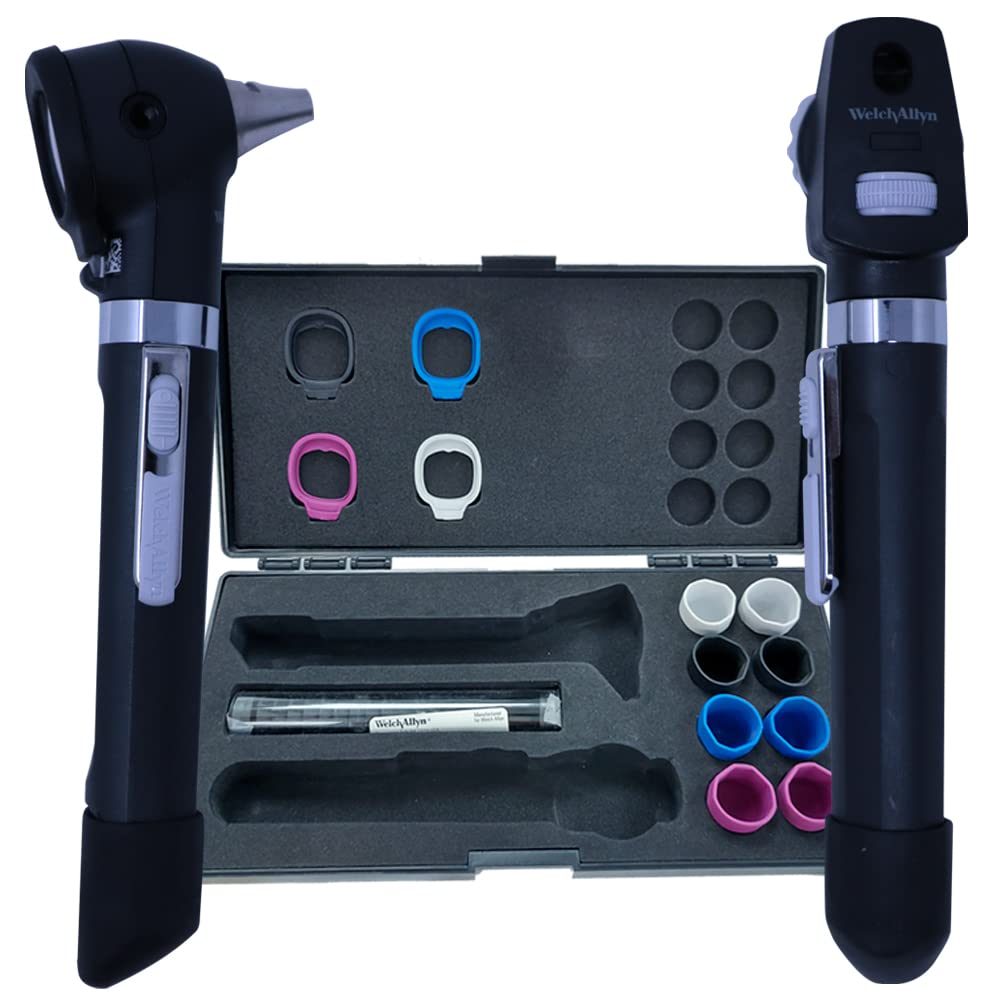 Pocket Plus Diagnostic Set, Includes: Ophthalmoscope, Fiber-Optic Otoscope, LED, 2.5V, (2) AA-Battery Handles, Hard Storage Case, Onyx (US Only)