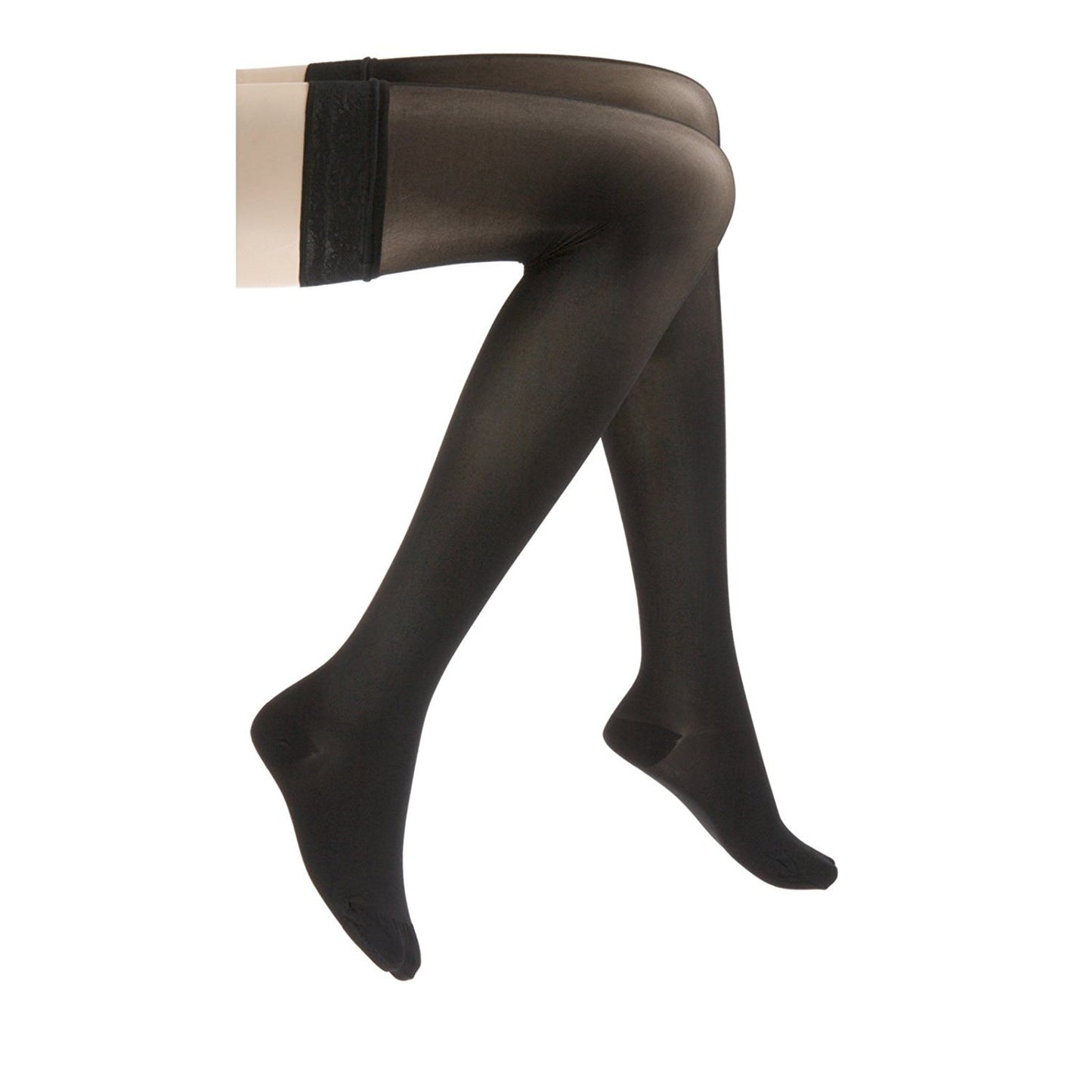 Compression Stocking, Thigh High, 30-40 mmHG, Closed Toe, Lace, Petite, Classic Black, Small (Continental US Only)