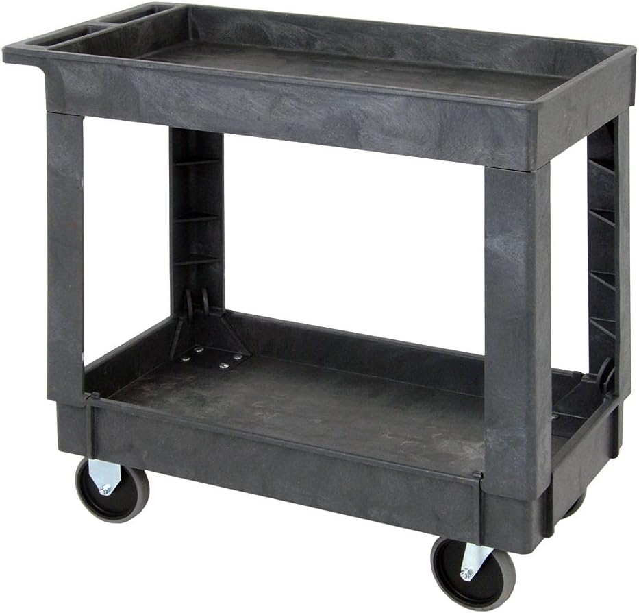 Cart, 34.25"L x 17.5"W x 32.5"H, 2 Shelves, Gray (DROP SHIP ONLY)