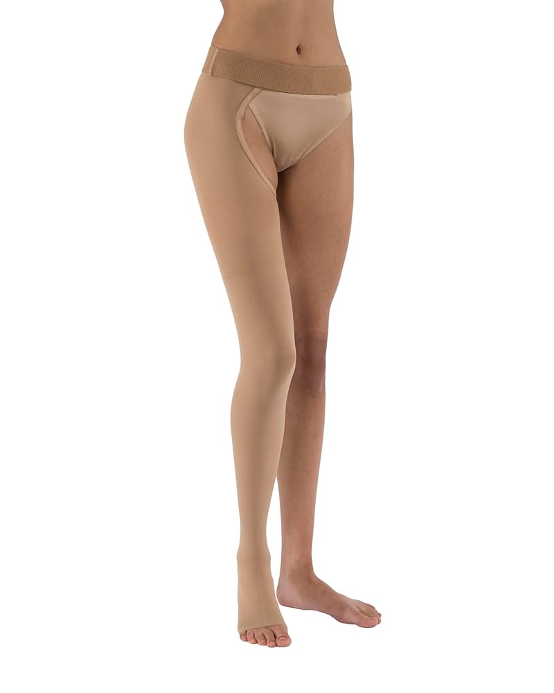 Compression Stockings, Chap Style, 20-30, Open Toe, Right, Beige, Small (Continental US Only)